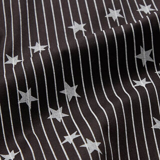 Cotton Poplin stripes & stars – black/white, 