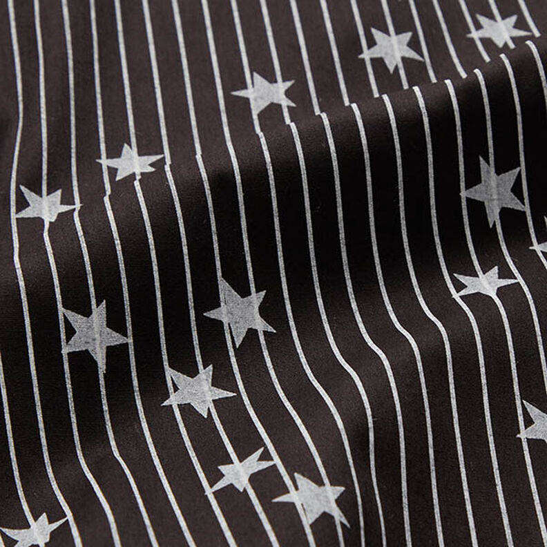 Cotton Poplin stripes & stars – black/white,  image number 2