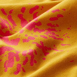 GOTS Cotton Jersey Elderflower | Tula – curry yellow/intense pink, 
