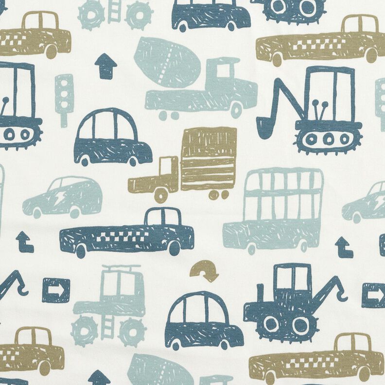 French Terry Scribble vehicles &ndash; white/blue,  image number 1