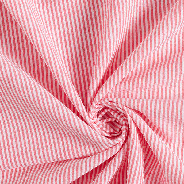 Seersucker Stripes Cotton Blend – red/offwhite,  image number 3