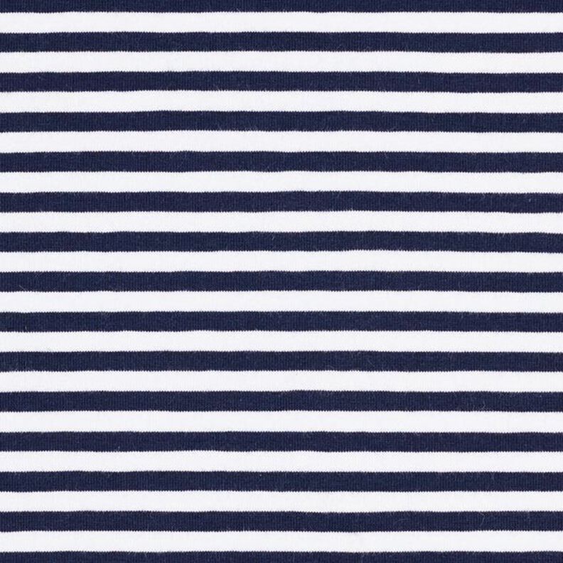 Cotton Jersey Narrow Stripes – navy blue/white,  image number 1
