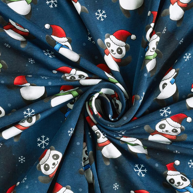 Cotton Jersey Panda in Christmas spirit | Glitzerpüppi – midnight blue/chili, image number 3