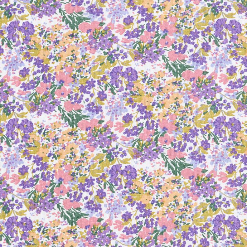 Cotton Cretonne sea of flowers – white/lavender,  image number 1