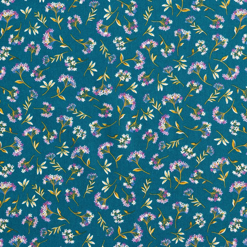 Cotton Cretonne delicate flowers – ocean blue,  image number 1