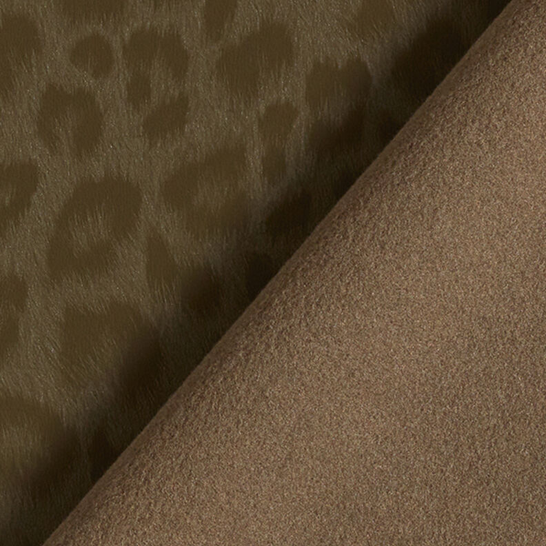 leopard print pattern softshell fabric – khaki,  image number 3