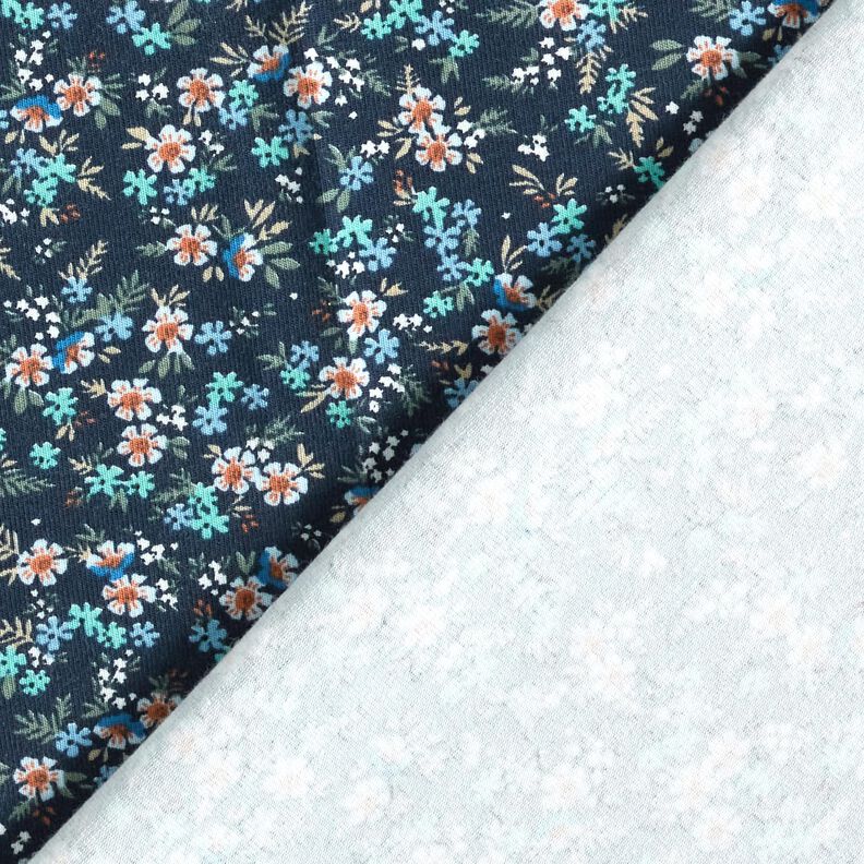 Cotton Jersey sea of flowers – midnight blue/eucalyptus,  image number 4