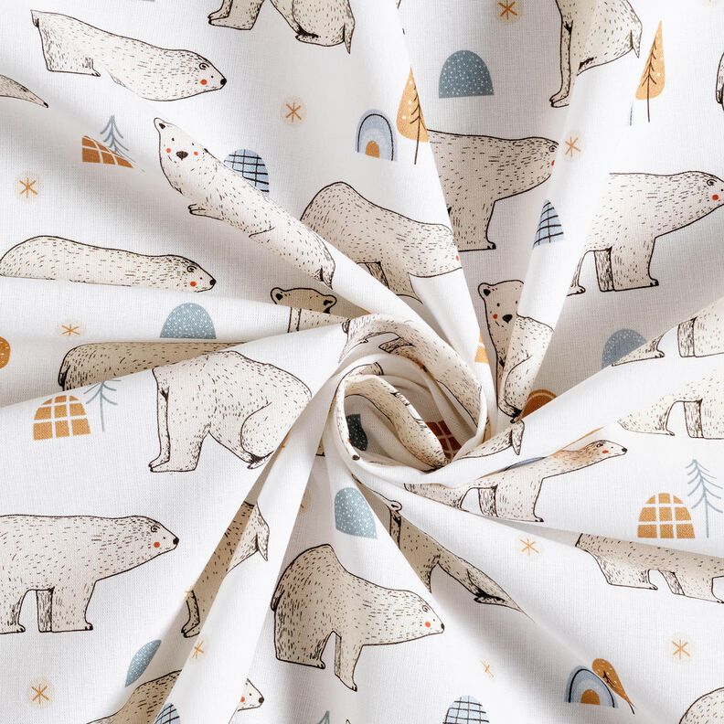 Cotton Poplin Polar Bears Digital Print – white,  image number 3