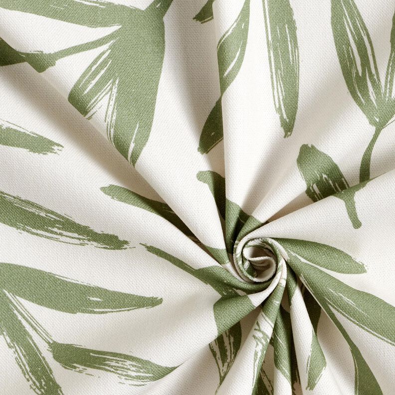 Decor Fabric Half Panama minimalist leaves – pine/natural, image number 3
