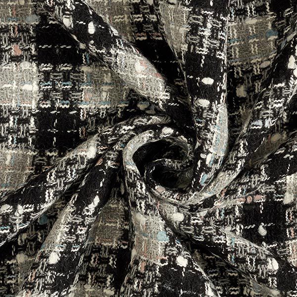 Loose wool blend fabric wide check – black/grey,  image number 3