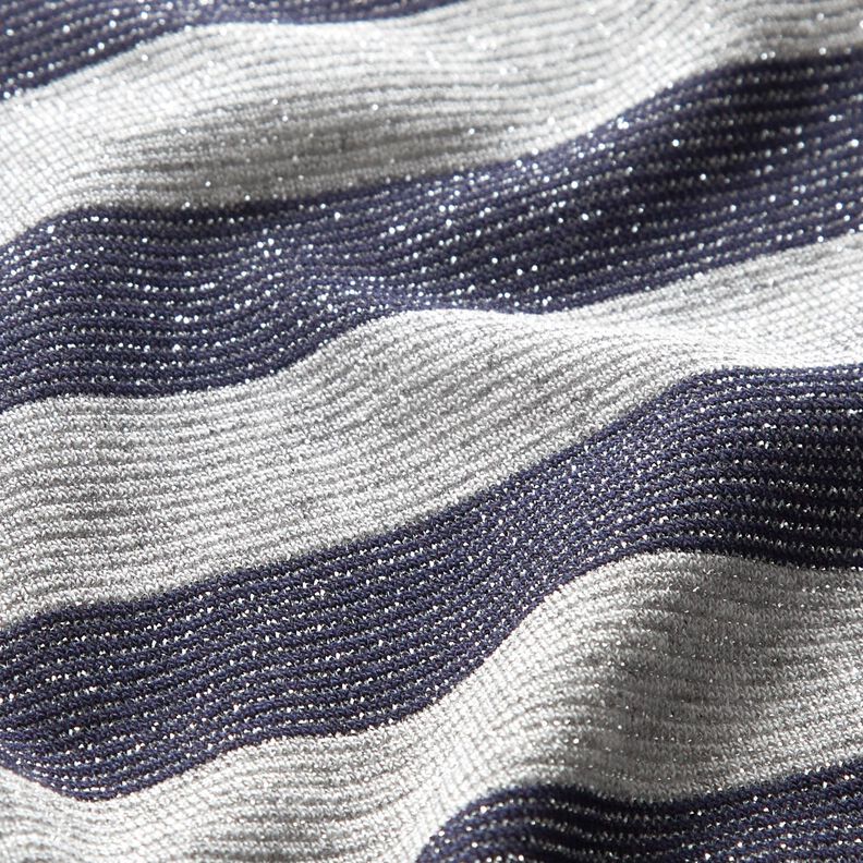 Jersey glitter horizontal stripes – light grey/navy blue,  image number 3