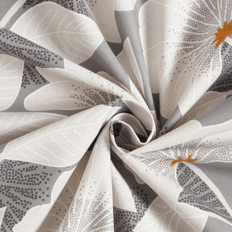 Decor Fabric Half Panama large flowers – grey,  image number 3