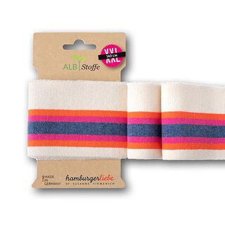 GOTS Knit ribbing CUFF ME COLLEGE [ 140 cm | 7 cm ] | Albstoffe – white/blue, 