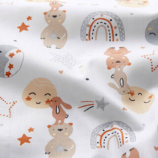 Cotton Poplin bear in dreamland – white, 