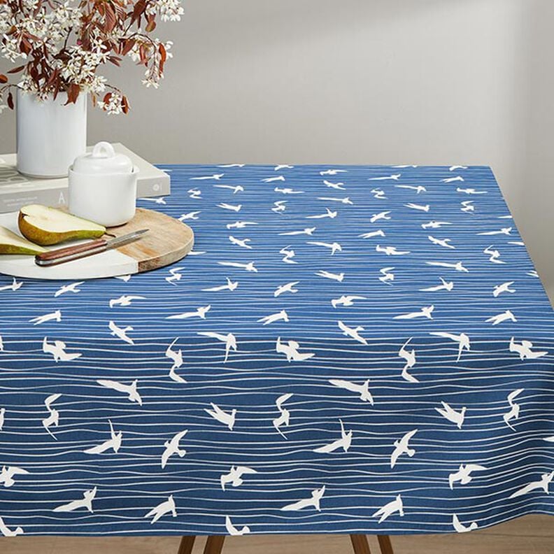Decor Fabric Half Panama seagulls – ocean blue/white,  image number 8