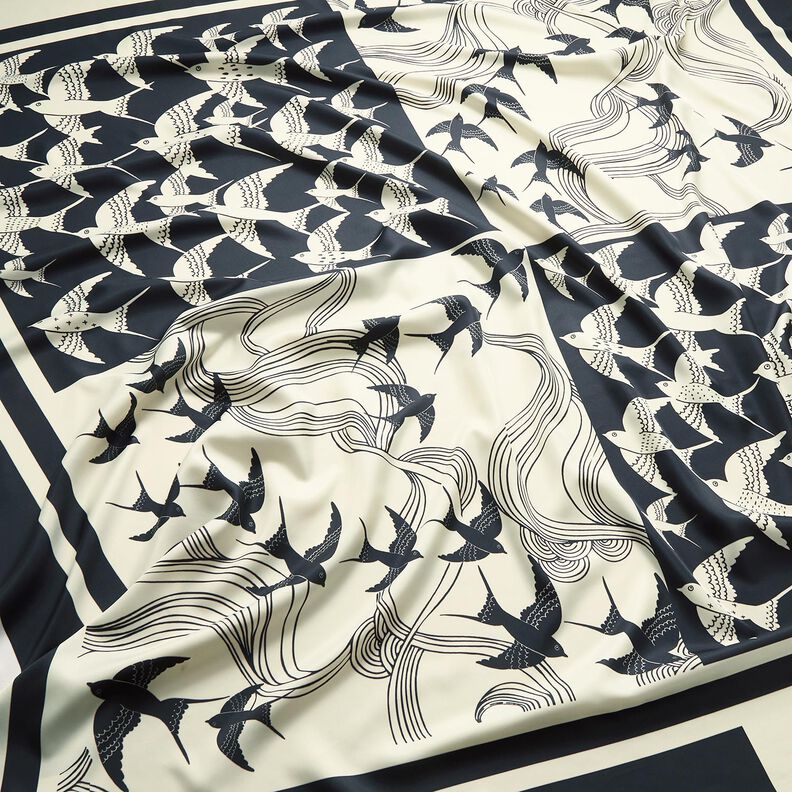 Satin panel swallows | Katia Fabrics – anthracite/cream, image number 2