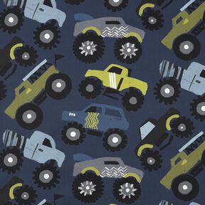 Cotton Poplin Monster trucks | Poppy Fabrics – navy blue, 