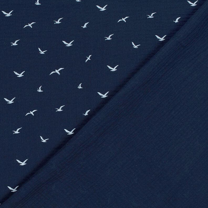 Double Gauze/Muslin seagulls – blue-black/white,  image number 4