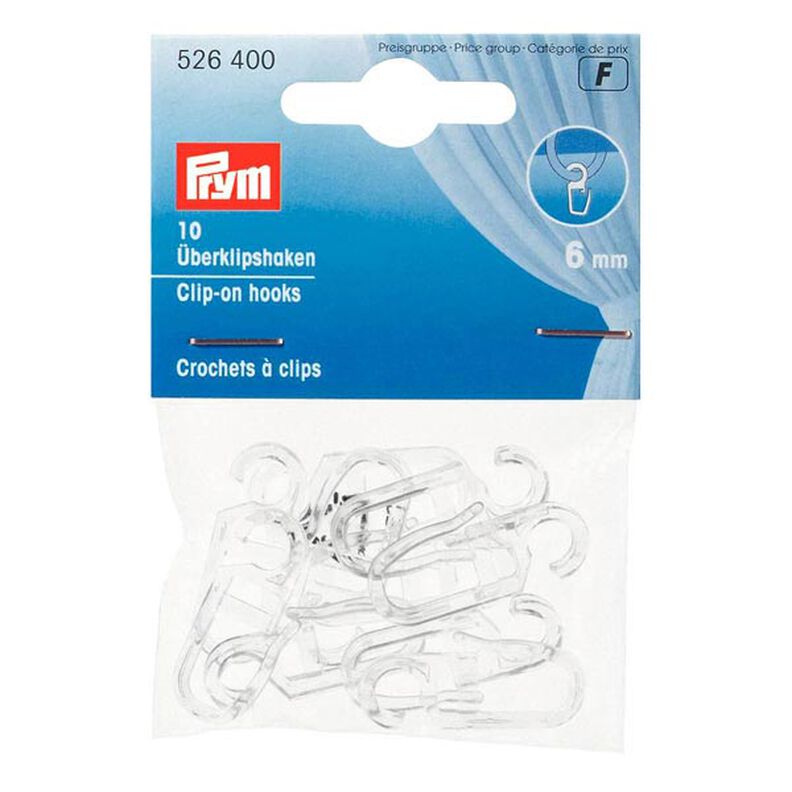 Clip-On Hooks [6mm] 10 pieces – transparent | Prym,  image number 1