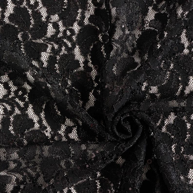 Lace Sequins Flowers – black,  image number 3