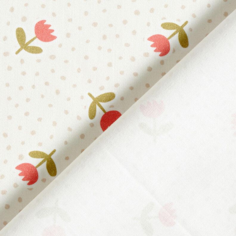 Decor Fabric Sateen cute tulips – ivory/lobster,  image number 4