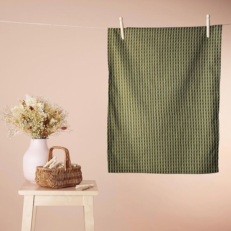 Waffle Piqué large honeycombs – light khaki,  image number 8