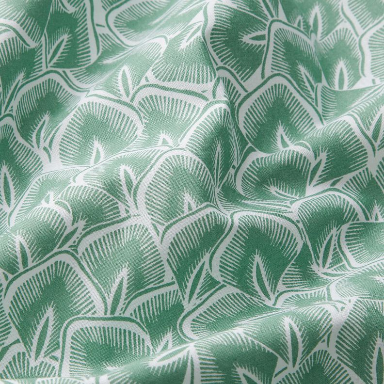 Cotton Cretonne Abstract leaves – sage/ivory,  image number 2