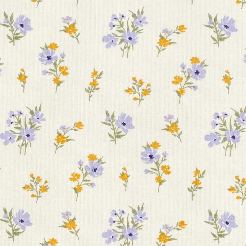 Cotton Cretonne mini flowers – cream/mauve,  image number 1