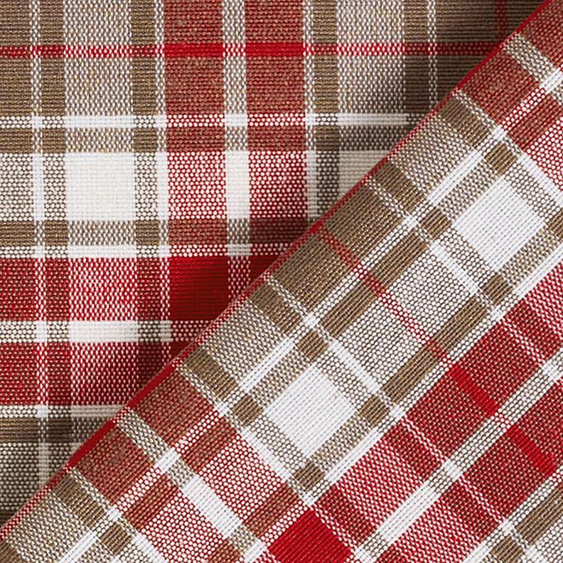 Decor Fabric Canvas colourful checks – taupe/red,  image number 4