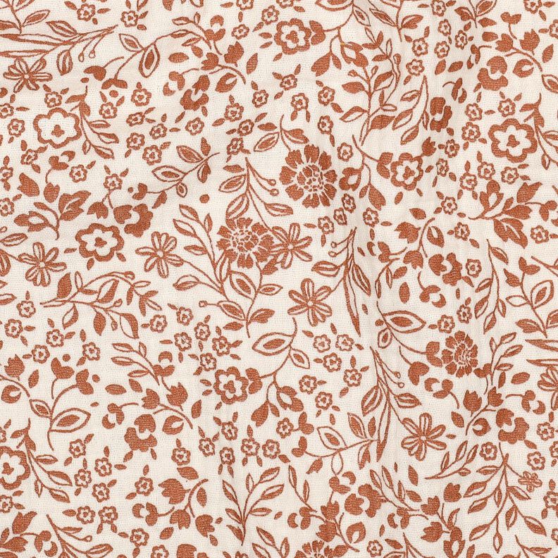 Double Gauze/Muslin two-tone flowers  | Poppy Fabrics – light beige/caramel,  image number 2