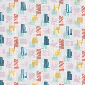 Cotton Cretonne hatched shapes – silver grey/pastel violet, 