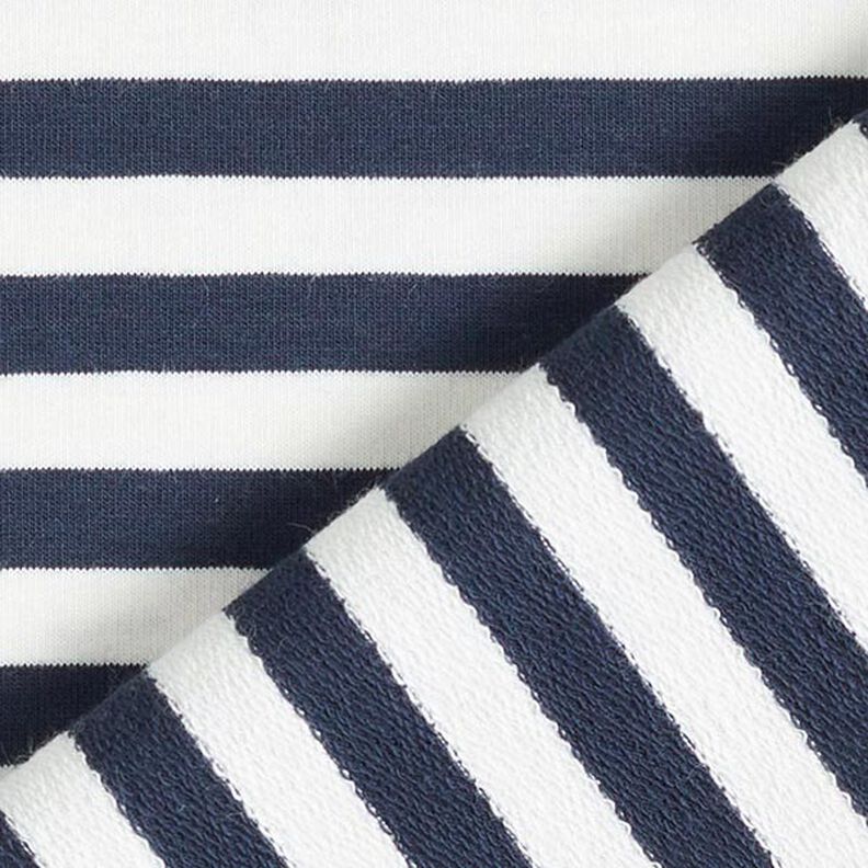 French Terry Yarn-Dyed Stripes – offwhite/navy blue,  image number 5