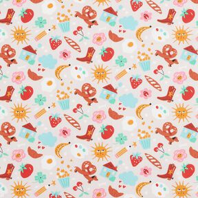 Cotton Poplin colourful hustle and bustle– misty grey, 