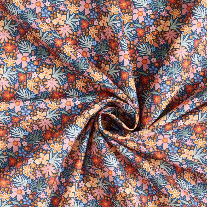 Cotton Poplin small blossoms – indigo/light dusky pink,  image number 3