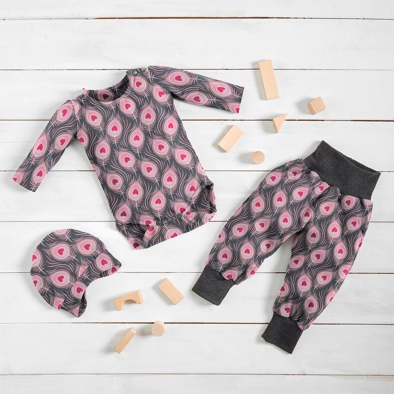 Cotton Jersey Peacock | Stoff&Liebe – slate grey/intense pink, image number 6