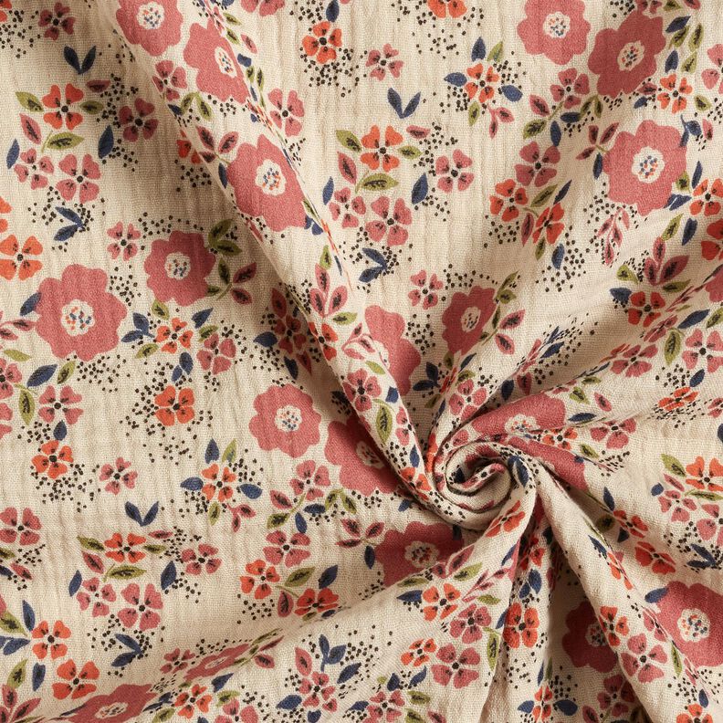 Double Gauze/Muslin sea of flowers – light taupe,  image number 3