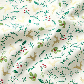 Cotton Poplin Deer and branches – offwhite/gold, 