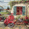 Decorative Panel Tapestry Fabric Vespa – carmine/light beige,  thumbnail number 1