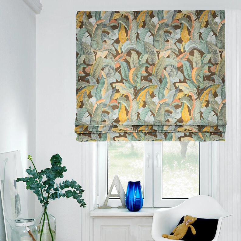 Decor Fabric Half Panama Banana Leaves – copper/khaki, image number 6