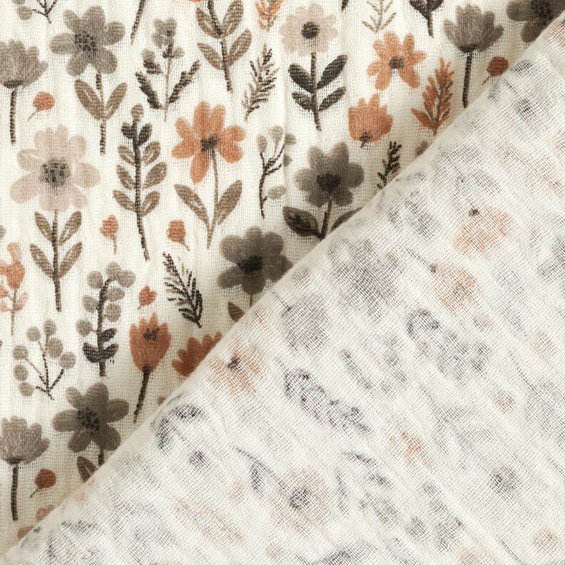 Double Gauze/Muslin Autumn Flowers – offwhite, image number 4