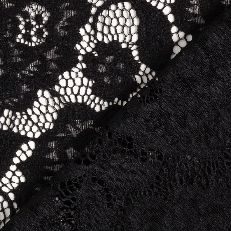 Stretch Lace Blossoms and leaves – black,  image number 5