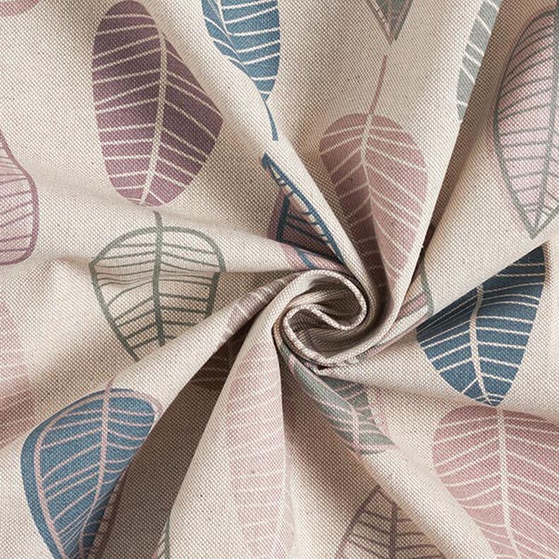 Decor Fabric Half Panama Retro Leaves – light dusky pink/natural,  image number 3