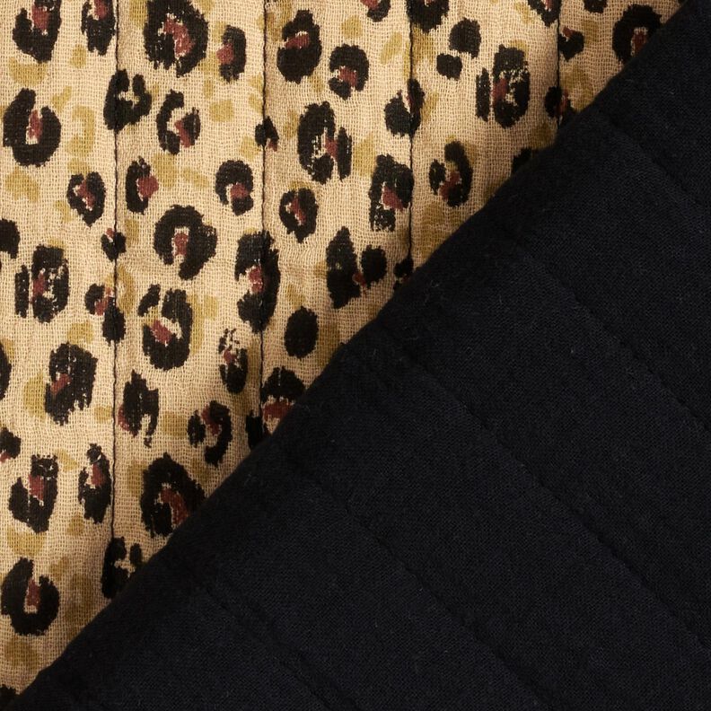 Muslin Quilted Fabric Leopard Print – beige/black, image number 5