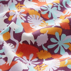 Cotton Cretonne Birds and Flowers – grape/pastel violet, 