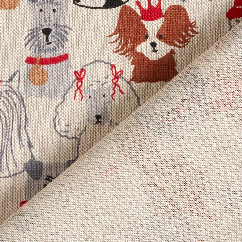 Decor Fabric Half Panama elegant dogs – natural/grey,  image number 4