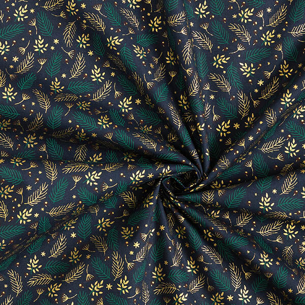 Cotton Poplin Branches and Berries – midnight blue/gold,  image number 3
