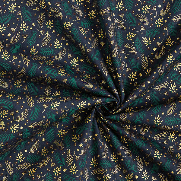 Cotton Poplin Branches and Berries – midnight blue/gold, image number 3