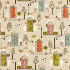 Decor Fabric Half Panama animal neighbourhood – natural/black, 