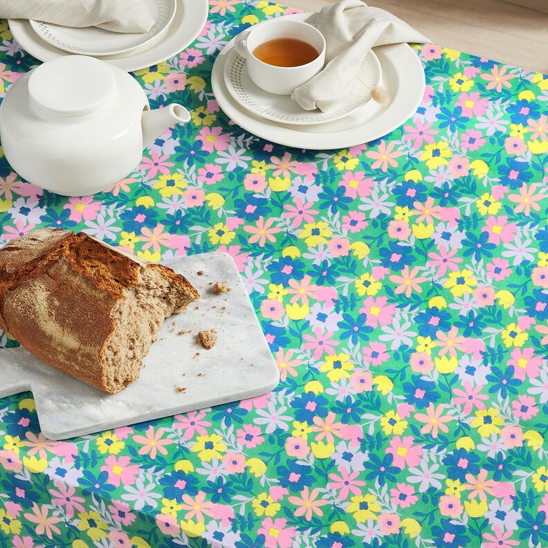 Coated Cotton Pastel Flowers | Poppy Fabrics – grass green/pink,  image number 8