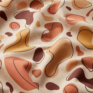 Decorative fabric, jacquard retro shapes, recycled – dark brown/natural, 